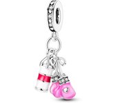 New 925 Silver Princess Life Vlog Camera Hair Clip Charms Beads Fit Pandora 925 Original Bracelets DIY Jewelry Birthday Gift
