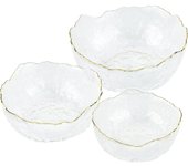 Set de Cuencos de Cristal - Juego de 3X Bol de Cocina para Aperitivos Ensalada natillas postres - 3X Cuenco Transparente Diferentes tamaños