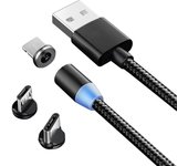 Cable Multicargador Magnético, 3 en 1 Cable Magnético de Carga y Sincronización de Datos with Micro USB, Type C, Adaptador IP para Phone, Android Samsung, Huawei, Kindle