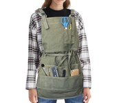 Heavy Duty Canvas Apron - Artist Apron With Pockets For Painting, Waterproof And Adjustable