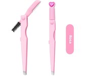 New 3 in 1 Eyebrow Trimmer Folding Eyebrow Clip Eyebrow Brush Multi-function Eyebrow Clip Tweezers Beauty Tool