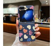 For Samsung Galaxy Z Flip 6 5 4 3 5G Leather Texture Phone Case Love Heart Pattern Soft TPU Folding Cover For Samsung Z Flip5