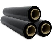 Film Negro para Embalar, Film Negro Opaco, Papel Film, Rollo de Plastico Protector Muebles, Cajas Mudanza, Plastico Cubretodo 50cm x 300m estirables - SIDI (3 unds, Negro)