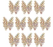 10 botones de Mariposa de Cristal AB con estrás, 1 Agujero, decoración Dorada, boton de costura con vástago, boton de costura para manualidades, Joyas, decoración de Boda, Branch de Novia,
