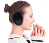1 par de orejeras resistentes al viento sin banda, de piel sintética cálida para el invierno, clásicas y modernas, ligeras y portátiles para adultos