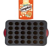 Pack repostería:CONGUITOS GALLETA BLANCO DOYP 120G+Silitop" molde silicona 30 flautas negro rojo