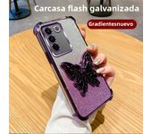 Luxury Glitter Butterfly Holder Phone Case for Vivo V40 Lite V29 V27 V25 23 Pro TPU Plating Shockproof Protector Back Soft Cover