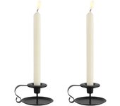 Juego de 2 portavelas vintage decoración con asa, 11x6cm portavelas corona de adviento, regalo para decoración de mesa navidad halloween boda baño cocina decoración balcón, negro.MULTIPLE