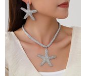 3 Pcs/set Simple Fashion Starfish Pendant Necklace Ocean Style Party Banquet Exaggerated Earrings Personalized Women Jewelry Set