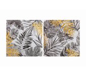 Adda Home Set 2 Lienzos Hojas Pintado a Mano 60x2x60 Cm - Decoración de Pared