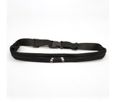 Riñonera para correr con soporte para teléfono móvil, para hombre y mujer, con doble bolsillo, expandible, ajustable, resistente al agua (negro)