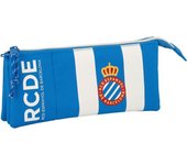 SAFTA - RCD ESPANYOL Portatodo Triple con Compartimentos Independientes y Cremalleras - Asa Lateral y Adaptabilidad a Carro Portamochilas - Estuche Diseño único con Licencia Oficial - Cartera porta objetos -