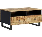 vidaXL Mesa de centro madera maciza mango y contrachapada 80x54x40 cm Marrón claro, Marrón, Multicolor Mesita de Salón o Comedor o Auxiliar Mesa de Café Meuble Salón