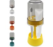 Soporte h con vasos/cubierta para cepillos de dientes, soporte para pasta de dientes con 3 ranuras, soporte organizador de almacenamiento dental, para pasta de dientes (blanco)