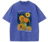 Van Gogh Sunflower Print Printed Male T-Shirt Graphic Cotton T-Shirts High-Quality Cool Tee Shirt Cute Oversized Short Sleeve