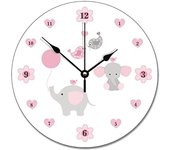Reloj de pared con diseño de elefante, color rosa, gris, gris, para bebé, niña, guardería, 10 relojes silenciosos de cuarzo, funciona con pilas, para sala de estar, cocina, dormitorio, granja, decoración del hogar, regalo de cumpleaños y boda