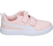 PUMA | Zapatillas Puma Courtflex V3 Infantiles – Deportivas en Color Salmón y Blanco – Sneaker con Cierre de Doble Velcro – Estilo Casual – Cómodas y Ligeras – Versátiles – Modelo 397642-07