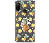 Tumundosmartphone Funda Gel Transparente para Xiaomi Redmi 6 Pro / Mi A2 Lite Diseño Piña Dibujos