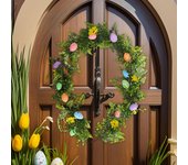 Artificial Easter Egg Garland Easter Flower Vines Garland Spring Wreath for Indoor Outdoor Home Spring Mantels Patio Porch