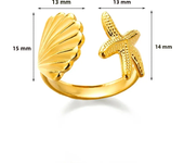 Vintage Shell Starfish Rings For Women Gold Color Stainless Steel Shell Ocean Openning Ring Wedding Summer Jewelry Gift 2024