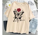 The Combination Of Red Roses And Bows T Shirt Female Street Fashion T-Shirt Oversized Tee Clothes Casual Cotton Short Sleeve