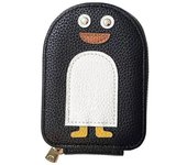 Pingüinos lindos PU tarjeta de crédito monedero de alta capacidad portátil monedero para mujeres niñas