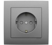 Efapel Enchufe Schuko Aluminio 16A 250V Toma de Tierra con Marco y Tapa