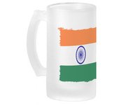 MERCHANDMANIA JARRA CERVEZA CRISTAL bandera india pais gobierno indú indios esmerilada esmerilado 500ml