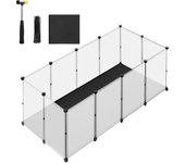 SONGMICS Parque para Mascotas con Suelo y Alfombra Impermeables y Extraíbles, Valla para Animales Pequeños, para Hámsteres, Conejos, Erizos, Cobayas, 125 x 63 x 42 cm/143 x 73 x 46 cm/145 x 73 x 57 cm, Blanco