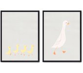Set de 2 cuadros calidad premium con marco de madera - 30x40 cm o 50x70 cm - POSTER LAB