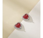 Trendy Love Heart Rainbow Crystal Tiny Stud Earrings For Women Gold Silver Color Multicolor Birthstone Jewelry Mother's Day Gift