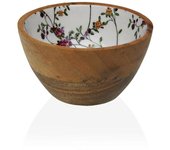 Bol para Aperitivos Versa Bambú Porcelana Madera de mango Flores Campo 13 x 7 x 13 cm