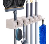 Soporte de pared para fregona y escoba resistente, organizador de herramientas de jardín, para fregona, suministros de limpiez
