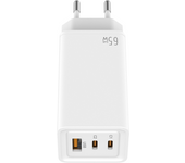 LEOTEC CARGADOR 65W GaN CARGA RAPIDA 2 USB TIPO-C PD 1 USB-A BLANCO