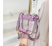 PVC Transparent Shoulder Crossbody Bag Rhinestone Thick Chain Ladies Small Purse and Handbags Fashion Jelly Summer Beach Totes