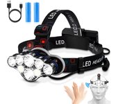 Linterna frontal recargable, 20000 lúmenes de alto brillo 8 LED, linterna impermeable IPX4, linterna frontal de 8 modos, adecuada para correr al aire libre, cazar, pescar,