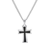 Collar con cruz para hombre, colgante con crucifijo gótico chapado en oro de 14 quilates, gargantilla ajustable en capas, collar con cruz negra y plateada de 24 pulgadas