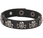 New Skull 2024 Punk Gothic Rock Chains Metal Stud Spikes Rivet Pu Leather Wristband Bangle Wide Cuff Bracelet Women Men Jewelry