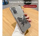 Luxury Glitter Butterfly Holder Phone Case for Oppo A60 A18 A38 A55 A56 A57 A77 A36 A35 A32 5G TPU Plating Protector Back Cover