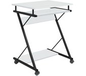 Mesa escritorio Volta de Oficina en color Blanco y Negro con bandeja extraíble y ruedas 60x75x48 cm