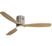 NARVI Ventilador de techo Satinado, con 3 Palas de Madera color Haya, Motor DC, Regulable y Memoria, con Mando. REF. 629