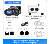 Q58 Max Casco de motocicleta Auriculares Bluetooth 5.3 IP65 Impermeable Multiescena Mixto 500M Intercomunicador EQ Sonido Música FM Compartir Iluminación LED con micrófono HD