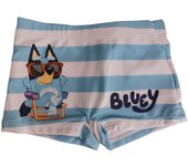 Bañador boxer niño Bluey y Bingo celeste blanco 85% poliéster reciclado Raíz Merchan-Store