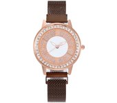 Reloj para mujer con estrellas y piedras brillantes, movimiento de cuarzo, correa magnética, un reloj de lujo y comodidad para la mujer