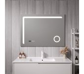 Espejo de pared con LED Chambave para baño IP65 antivaho reloj lupa 3X aluminio 70 x 100 x 3 cm - Plateado [pro.tec]