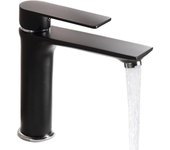 Grifo para fregadero de baño, grifo de latón para fregadero, grifo pintado en negro, grifo de cocina con un solo orificio, grifo para lavabo de baño con cascada fría y caliente
