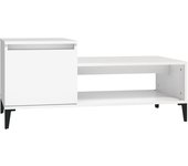 vidaXL Mesa de centro madera contrachapada 100x50x45 cm Blanco brillante, Blanco, Negro Mesita de Salón o Comedor o Auxiliar Mesa de Café Meuble Salón