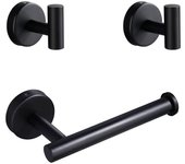 Set de Accesorios de Baño, 3 Bolsas de Toallas de Mano, Juego de Papel Higiénico, Percha de Acero Inoxidable para Baño Cocina Baño (Negro)