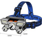 Linterna Frontal Recargable USB Con 5 LED Batería Integrada Torcha Luz De Trabajo Portátil Para Pesca Y Camping