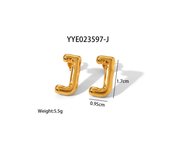Encanto Pendientes de acero inoxidable de verano con combinación DIY de 26 letras irregulares y gordas , accesorio de joyería chapado en oro, material A-Z letras gruesas
